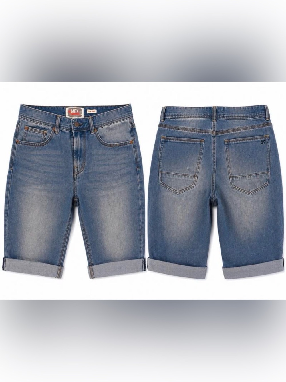 MBX Relaxed Fit Men's Denim Shorts in Light Blue
